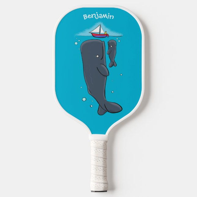 Cartoon für niedliche Wale und Segelboote Pickleball Schläger (Vorderseite)