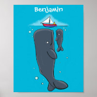 Cartoon für niedliche Wale und Segelboote