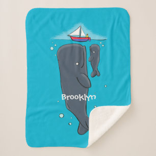 Cartoon für niedliche Wale und Segelboote Sherpadecke