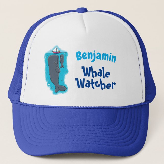 Cartoon für niedliche Wale und Segelboote Truckerkappe (Vorderseite)
