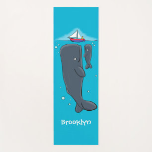 Cartoon für niedliche Wale und Segelboote Yogamatte