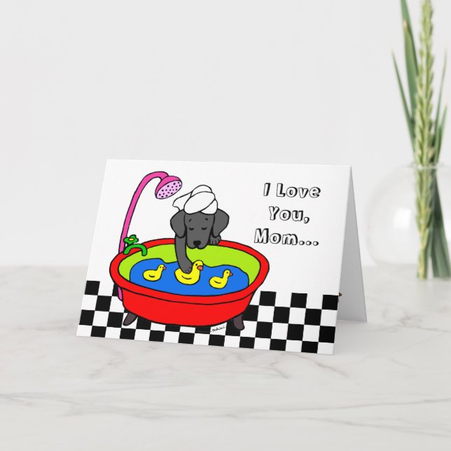 Cartoon für schwarze Labrador- und Gummiherden Karte (Vorderseite)