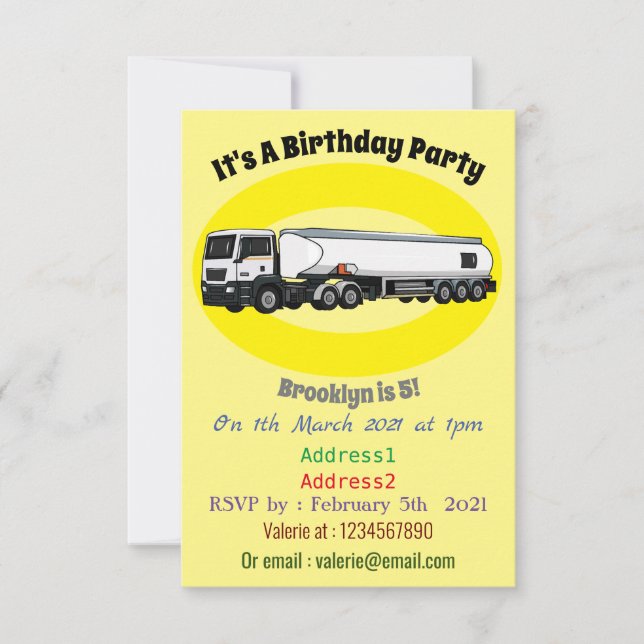 Cartoon für Tankwagen Einladung (Vorderseite)