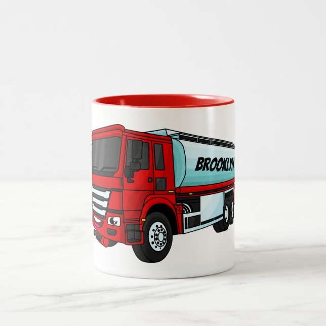 Cartoon für Tankwagen Zweifarbige Tasse (Mittel)