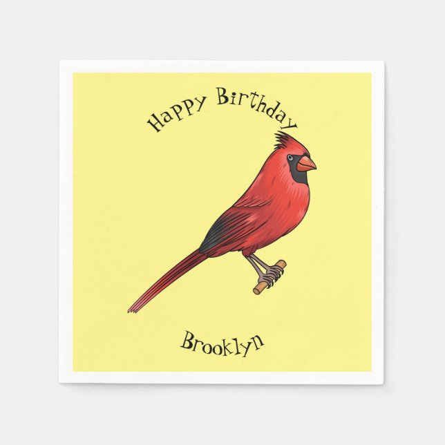Cartoon für Vogelarten im nördlichen Kardinal Serviette (Vorderseite)