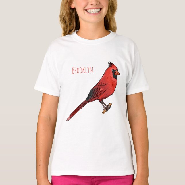 Cartoon für Vogelarten im nördlichen Kardinal T-Shirt (Vorderseite)