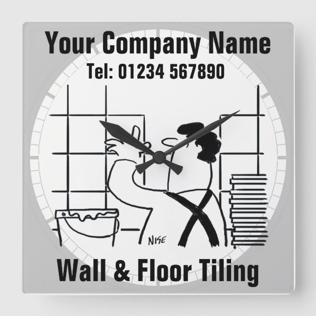 Cartoon für Wand- und Fußbodenverkleidungen Quadratische Wanduhr (Vorderseite)