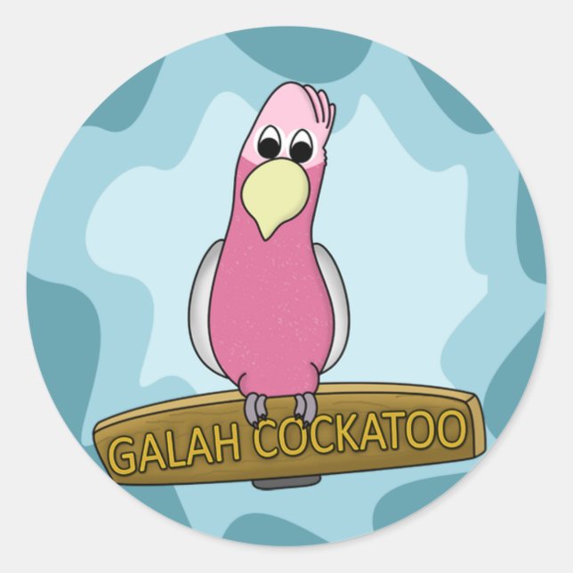 Cartoon Galah Cockatoo Runder Aufkleber (Vorderseite)