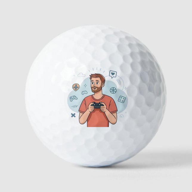 Cartoon Gamer Character Illustration Golfball (Vorderseite)