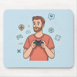 Cartoon-Gamer-Charakterillustration Mousepad