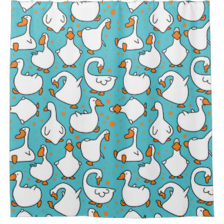 Cartoon Gänse Vintage Illustration Duschvorhang