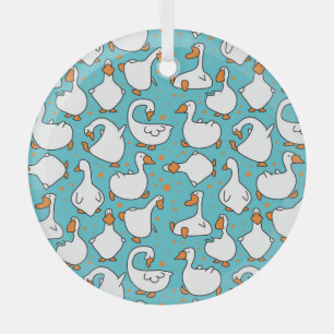 Cartoon Gänse Vintage Illustration Ornament Aus Glas