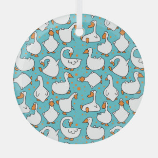 Cartoon Gänse Vintage Illustration Ornament Aus Glas