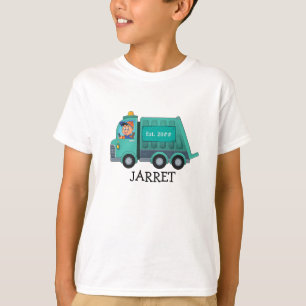 Cartoon Garbage/Gerecycelt LKW mit Kindername T-Shirt