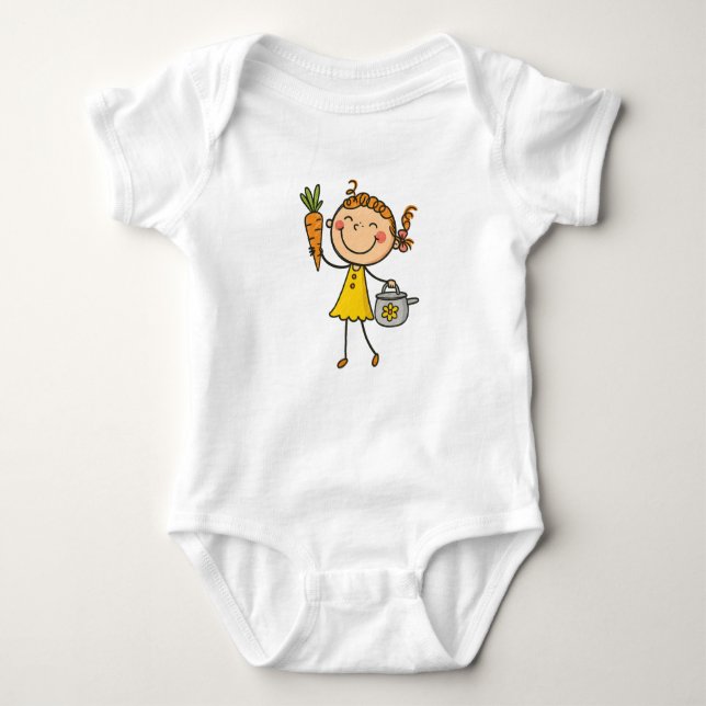 Cartoon Garening Girl Kinder Shirt (Vorderseite)