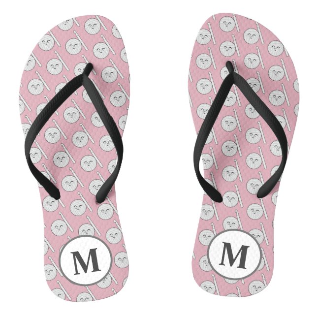 Cartoon Garnball + Crochet Hook Monogram Crafts Flip Flops (Fußbett)