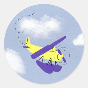 Cartoon Gelb und Blau Art Runder Aufkleber