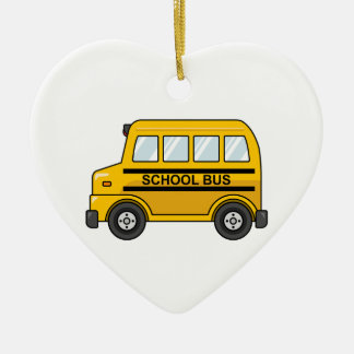 Cartoon-gelber und schwarzer Schulbus Keramik Ornament