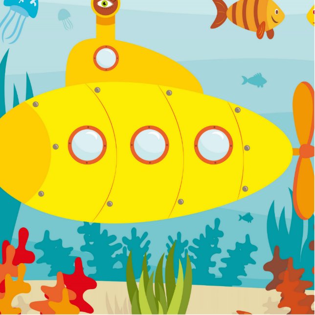 Cartoon-gelbes Unterseeboot Fotoskulptur Ornament (Vorne)