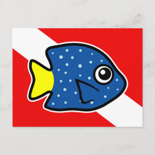 Cartoon-Gelbschwanz-Damselfish-Tauchflagge Postkarte