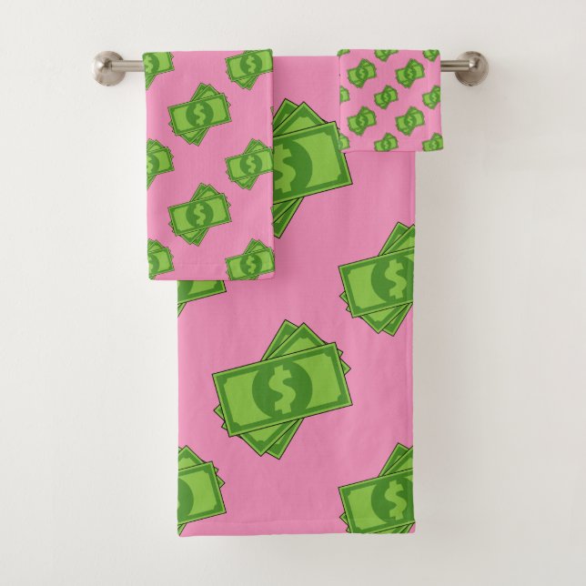 Cartoon-Geld-Dollar-Scheine Badhandtuch Set (Insitu)