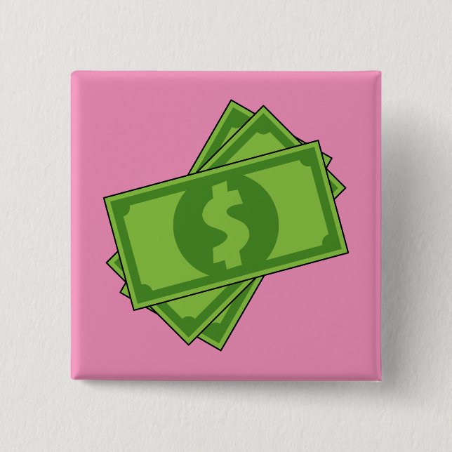 Cartoon-Geld-Dollar-Scheine Button (Vorderseite)