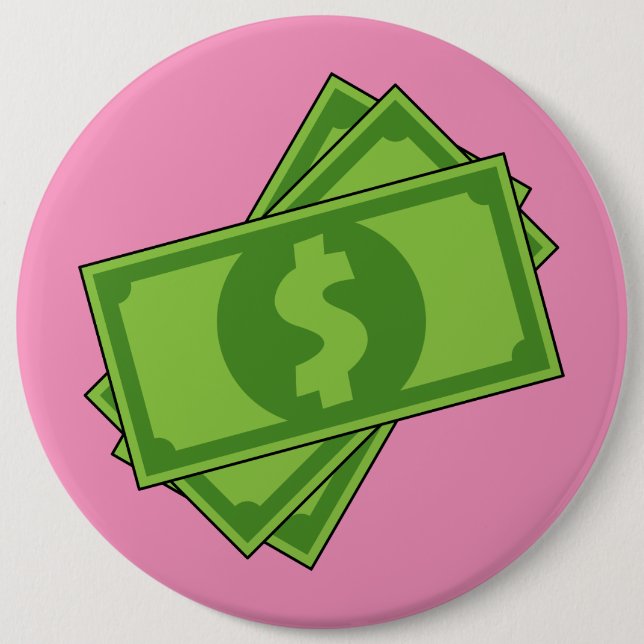 Cartoon-Geld-Dollar-Scheine Button (Vorderseite)
