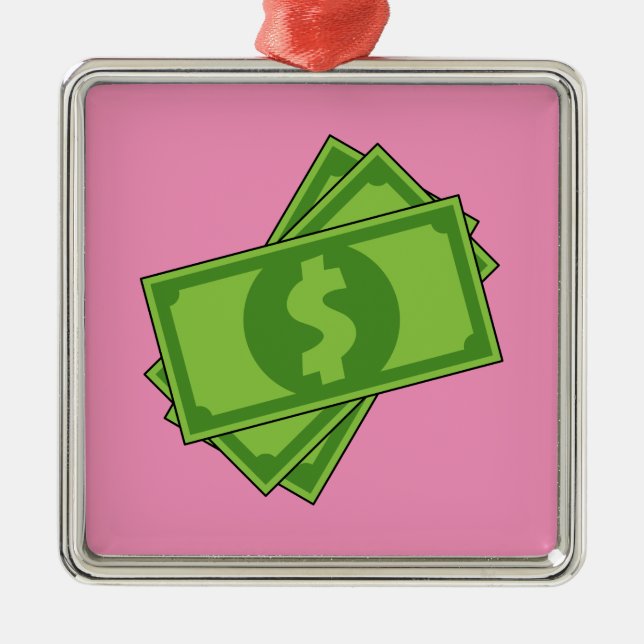Cartoon-Geld-Dollar-Scheine Ornament Aus Metall (Vorne)