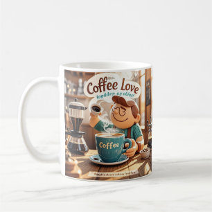 Cartoon gemütliche Café Kaffee Liebhaber Stil Kaffeetasse