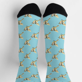 Cartoon Geometric Birds Pattern Socks Socken