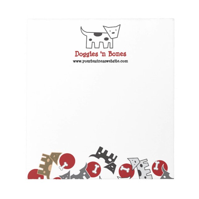 Cartoon Gepunktete Doggies & Knochen Niedlich Spaß Notizblock (Vorderseite)
