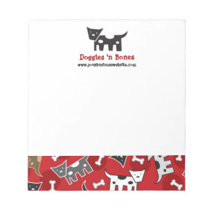 Cartoon Gepunktete Doggies & Knochen Niedlich Spaß Notizblock