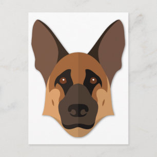 Cartoon German Shepherd Head Postkarte