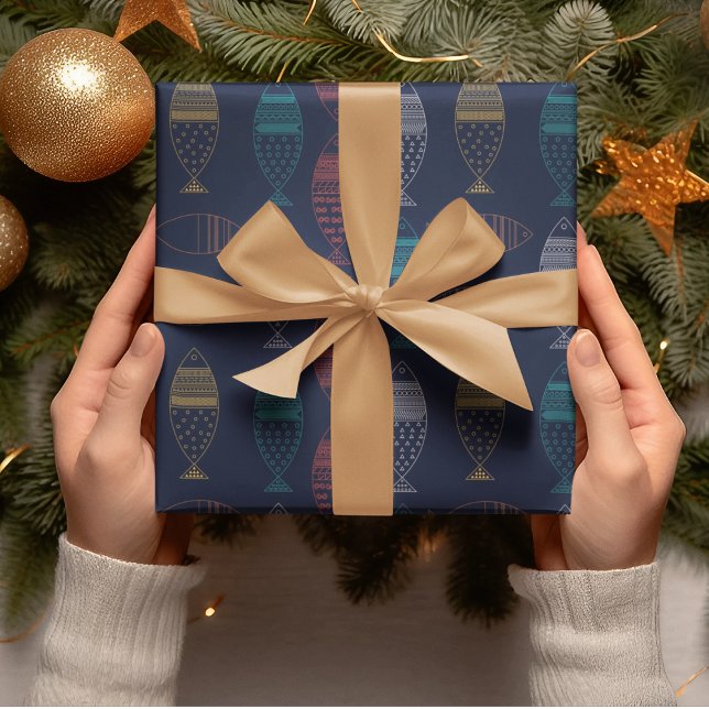 Cartoon Geschenkpapier (tribal fish birthday packing gift wrap,gift wrapping paper,return gift wrap paper,paper gift)