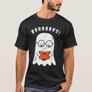 Cartoon Ghost Boo Reading Books Costume Easy Hallo T-Shirt
