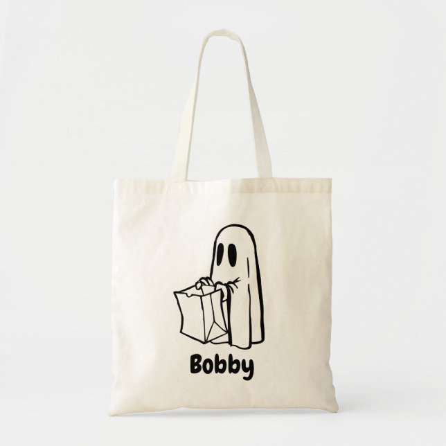Cartoon Ghost Personalisiert Halloween Candy Bag Tragetasche (Vorne)