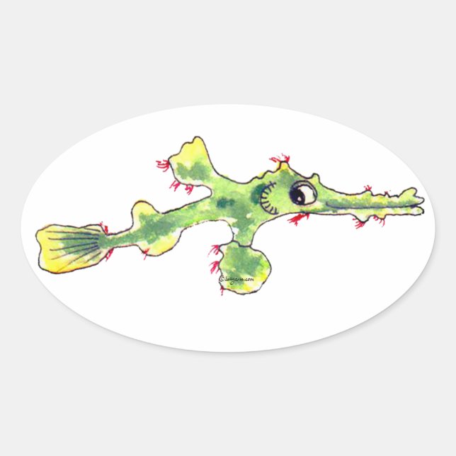 Cartoon Ghost Pipefish Oval Sticker (Vorderseite)