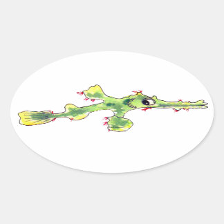 Cartoon Ghost Pipefish Oval Sticker