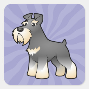 Cartoon Gigant/Standard/Miniaturschnauzer Quadratischer Aufkleber