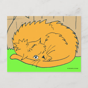 Cartoon Ginger Cat schnurrte auf Postkarte