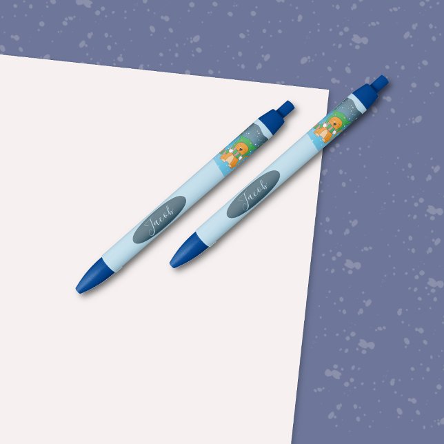 Cartoon Ginger Katze im Schneebeutel mit Name Kugelschreiber (Cartoon ginger cat pens with name . )