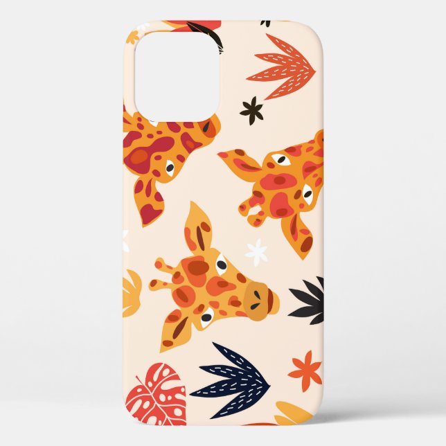 Cartoon Giraffe: BlumenSavanna Muster Case-Mate iPhone Hülle (Rückseite)