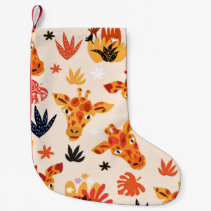 Cartoon Giraffe: BlumenSavanna Muster Kleiner Weihnachtsstrumpf