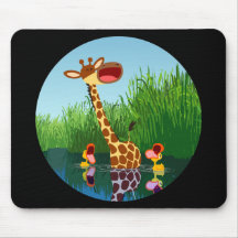 Cartoon Giraffe&Ducks (durch Teleskop) Mousepad