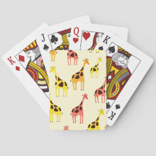 Cartoon Giraffe: Farbiges Vintages Muster. Spielkarten