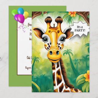 Cartoon Giraffe Geburtstagsparty Einladung