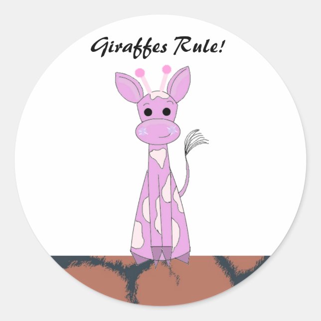 Cartoon Giraffe mit Sprichwort Runder Aufkleber (Vorderseite)