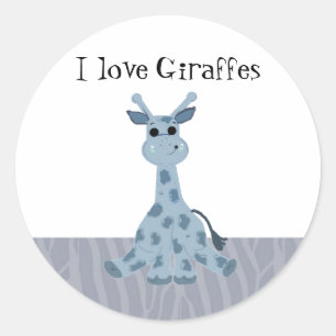 Cartoon Giraffe mit Sprichwort Runder Aufkleber