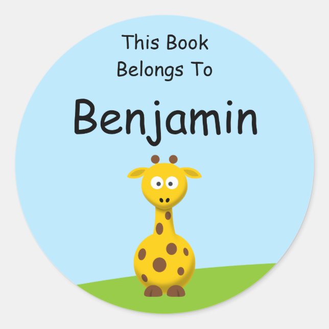 Cartoon-Giraffe Runder Aufkleber (Vorderseite)