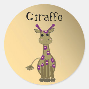 Cartoon Giraffe Runder Aufkleber